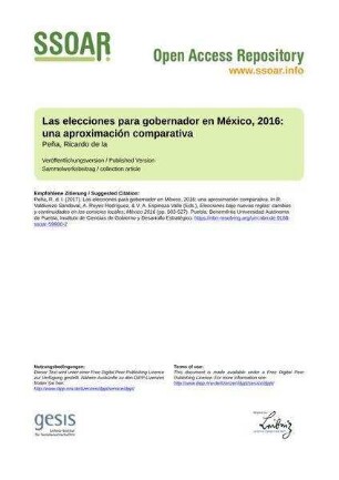 Las elecciones para gobernador en México, 2016: una aproximación comparativa
