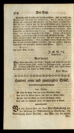 Hundert neun und zwanzigstes Stück