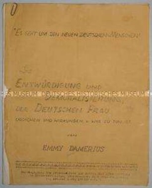 Schrift über die zukünftige Rolle der Frauen in Deutschland