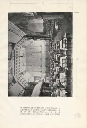 Vereinshaus des Berliner Lehrervereins. Alexanderstrasse 41 und Kurze Strasse 3-5. Grosser Festsaal
