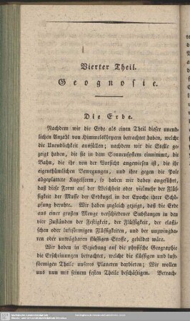 Vierter Theil. Geognosie