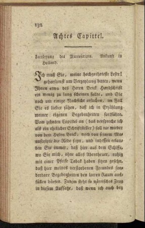 Achtes Capittel. Fortsetzung des Manuscripts. Ankunft in Holland.