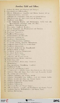 Juwelen, Gold und Silber (Nr. 1-66)