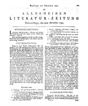 Jablonsky, C. G.: Natursystem aller bekannten in- und ausländischen Insekten. Der Käfer. T. 1. Als eine Fortsezzung der von Büffonschen Naturgeschichte. Nach dem System des Ritters Carl von Linne bearbeitet. Berlin: Pauli 1785