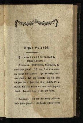 Erstes Gespräch: Frommann und Treumann (Zwey Schulmeister)