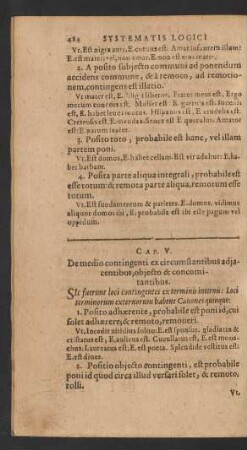 Cap. V. De medio contingenti ex circumstantibus adiacentibus, obiecto & concomitantibus.