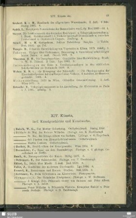 XIV. Künste : incl. Kunstgeschichte und Kunstwerke
