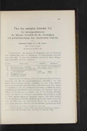 Über den amorphen Schwefel. VII.