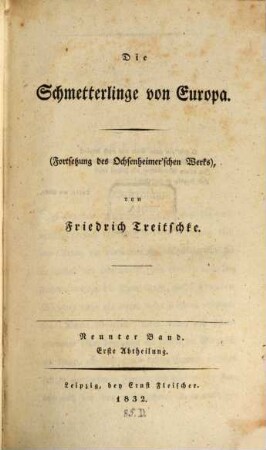 Die Schmetterlinge von Europa, 9,1. Schaben