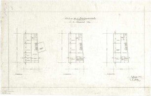 Gsaenger, Gustav; München, Fernpaßstr. 41; Hinterbärenbad- Schule mit Kindertagesstätte - Grundriss 1. OG, Grundriss 2. OG, Grundriss 3. OG
