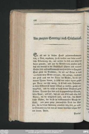 Am zweyten Sonntage nach Epiphanias.