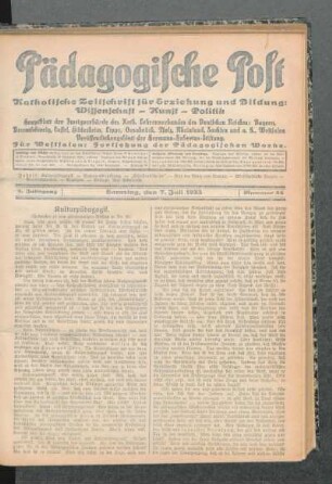 Kulturpädagogik : Gedanken zu dem gleichnamigen Aufsatz in Nr. 42