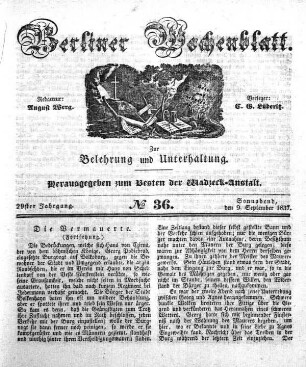 No. 36, Sonnabend, den 9. September 1837.