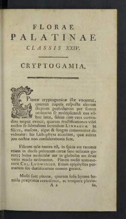 Classis XXIV. Cryptogamia.