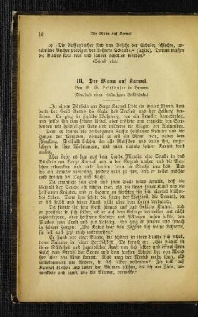 ¬Der¬ Mann auf Karmel : (Oberstufe einer einklassigen Volksschule)
