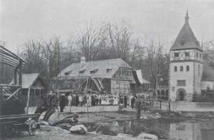 Mühle auf der Sächsisch-Thüringischen Industrie- und Gewerbe-Ausstellung : Bauwesen - Handwerksgebäude. Mühle im Thüringer Dörfchen auf der Sächsisch-Thüringischen Industrie- und Gewerbe-Ausstellung Leipzig 1879.