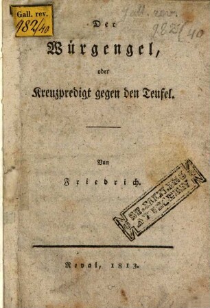 Der Würgengel, oder Kreuzpredigt gegen den Teufel