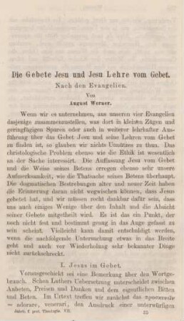 385-413 Die Gebete Jesu und Jesu Lehre vom Gebet : nach den Evangelien