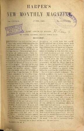 Harper's new monthly magazine. 83 = 493 - 498. 1891