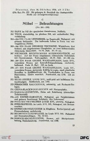 C. Möbel – Beleuchtungen (Nr. 261-359)