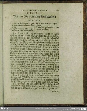 Titulus V. Von den Brandenburgischen Rechten