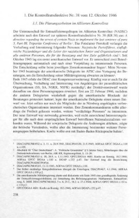 1. Die Kontrollratsdirektive Nr. 38 vom 12. Oktober 1946