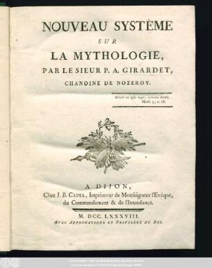 Nouveau Système Sur La Mythologie