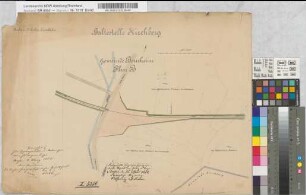 [Streckenabschnitt]: Haltestelle Kirchberg, [Parzellarkarte der] Gemeinde Bourheim, Flur B zum Expropriationsantrag der Aachen-Jülicher- Eisenbahn-Gesellschaft