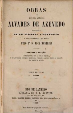Brasilia Bibliotheca dos melhores auctores nacionaes antigos e modernos, 2