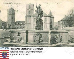 Friedberg, St. Georg-Brunnen und Burgkirche