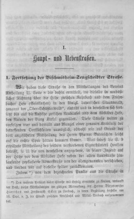 I. Haupt- und Nebenstraßen