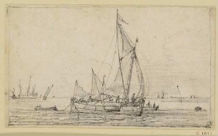Segelschiff mit angehängtem Beiboot