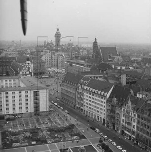 Südwestlicher Sachsenplatz an der Katharinenstraße in Leipzig : Blickrichtung Südwesten zum Markt