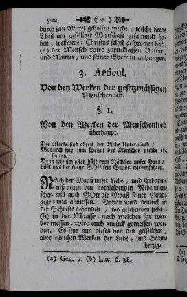 3. Articul. Von den Werken der gesetzmässigen Menschenlieb.