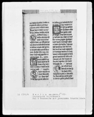 Sächsische Weltchronik (bis zum Jahre 1229) — Biblische Phantasieportraits, Folio 9recto