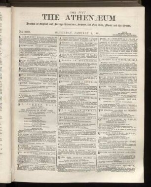 THE ATHENAEUM Journal of English and foreign Literature,Science, the fine Arts, Music and the Drama.