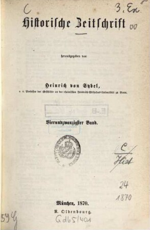 Historische Zeitschrift : HZ. 24. 1870