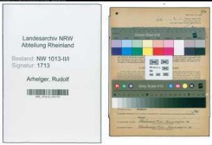 Entnazifizierung Rudolf Arhelger , geb. 29.05.1891 (Monteur)