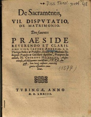 De sacramentis, VII. Disputatio de matrimonio