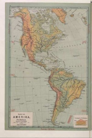 Karte von Amerika. Physikalisch