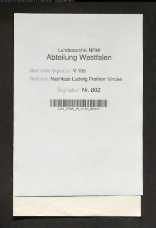 Grabrede auf den Domdechanten Vincke, abgefaßt von Louise Vincke (Tochter)