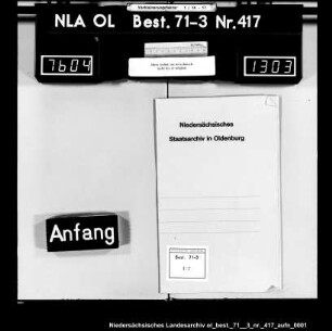 Von den Hayenschlooter Vorwerks-Ländereien in der Vogtei Eckwarden (ohne Inhalt)