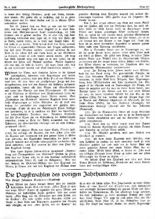 Die Papstwahlen des vorherigen Jahrhunderts