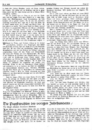 Die Papstwahlen des vorherigen Jahrhunderts