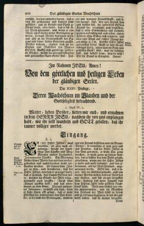 866-883, Die XXIV. Predigt, Deren Wachsthum im Glauben und der Gottseligkeit betrachtend.