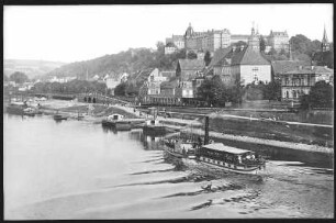 Pirna. Schloss Sonnenstein - Elbe m. Dampferanlegestelle
