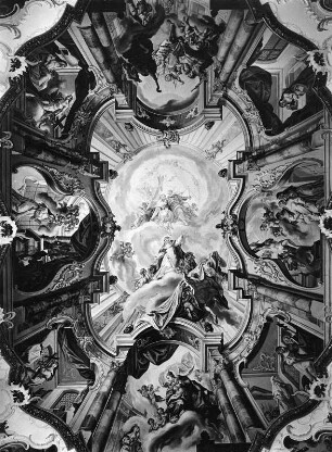Deckenbild : Deckenbild. Fresko (1755; V. F. Rigl). Mödingen, Klosterkirche Mariä Himmelfahrt, Ebnerkapelle