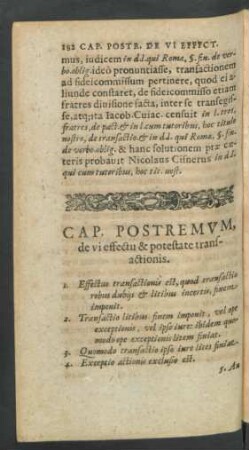 Cap. Postremum, de vi effectu & potestate transactionis.