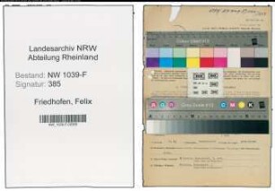 Entnazifizierung Felix Friedhofen , geb. 26.11.1894 (Angestellter)