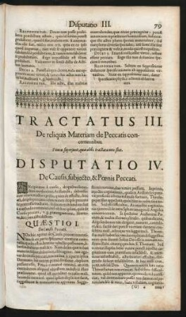 Disputatio IV. De Causis, subjecto, & Poenis Peccati.